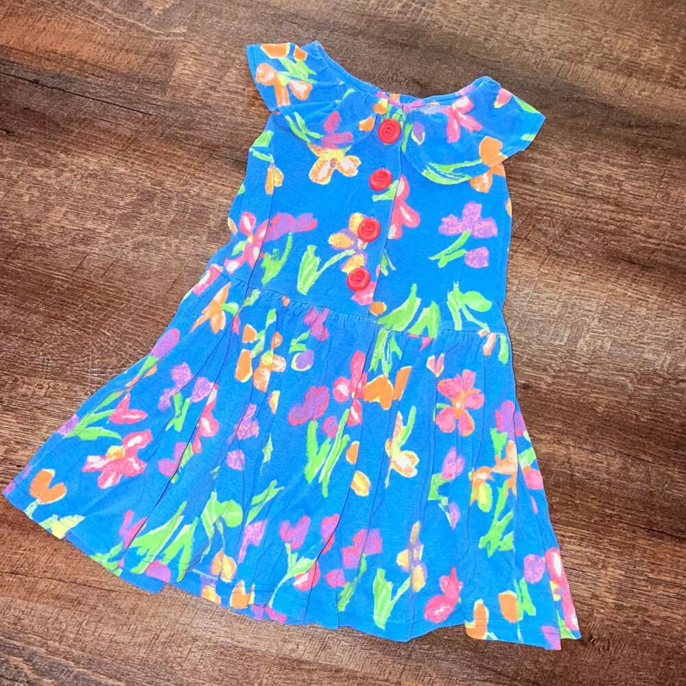 Vintage Playclothes Girls Floral Print Dress Size 4